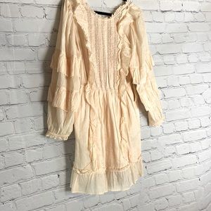 NWT Happy Nature long sleeve Soft Salmon Pink ruffled Bohemian Chic Summer dress